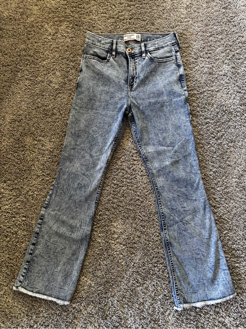 Abercrombie Kids Girl Acid Wash Retro 90s High-Rise Ankle Flare Jeans Slim 15/16